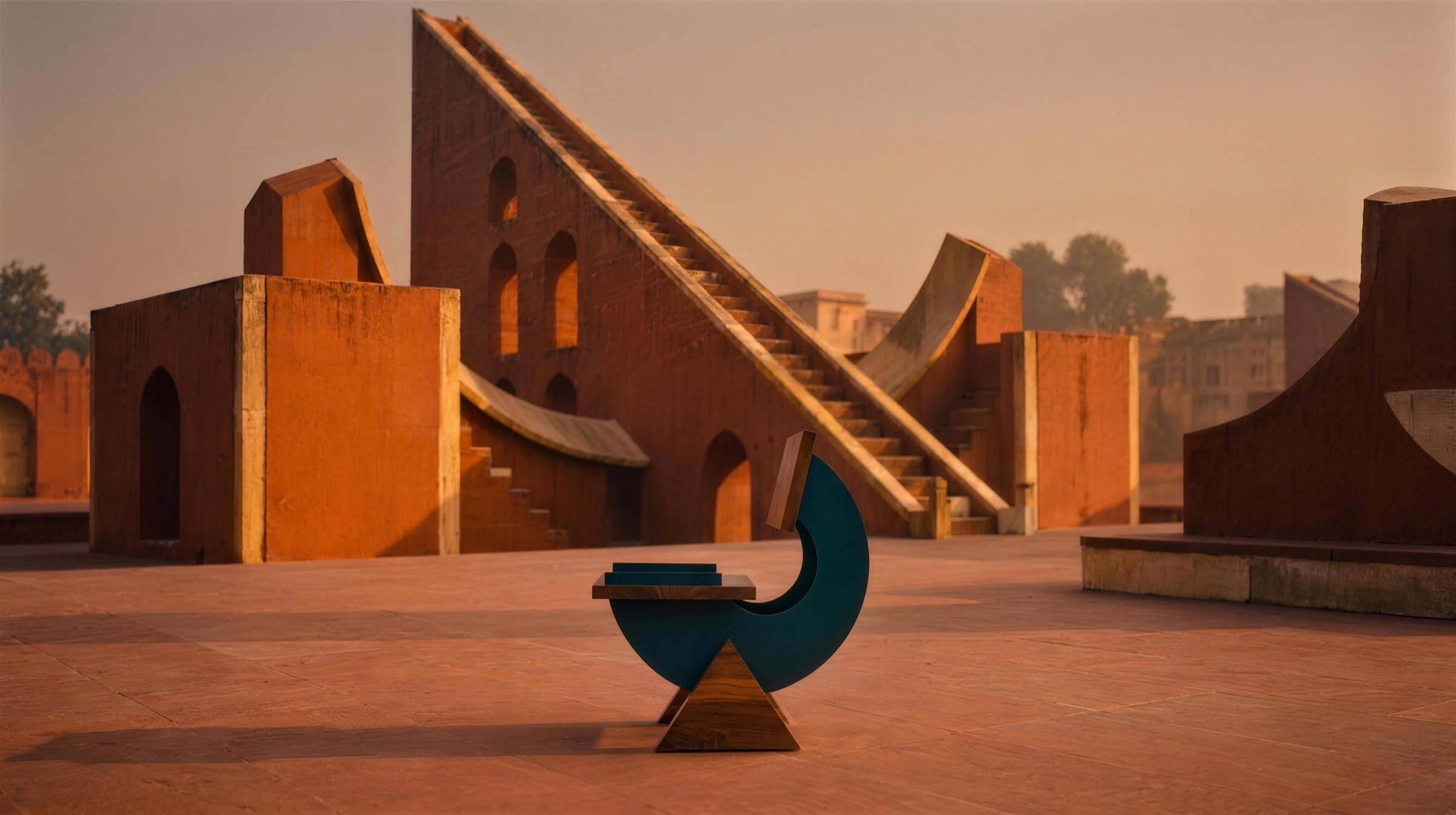 Casa Carigar sculptural chair at Jantar Mantar, Delhi at sunset