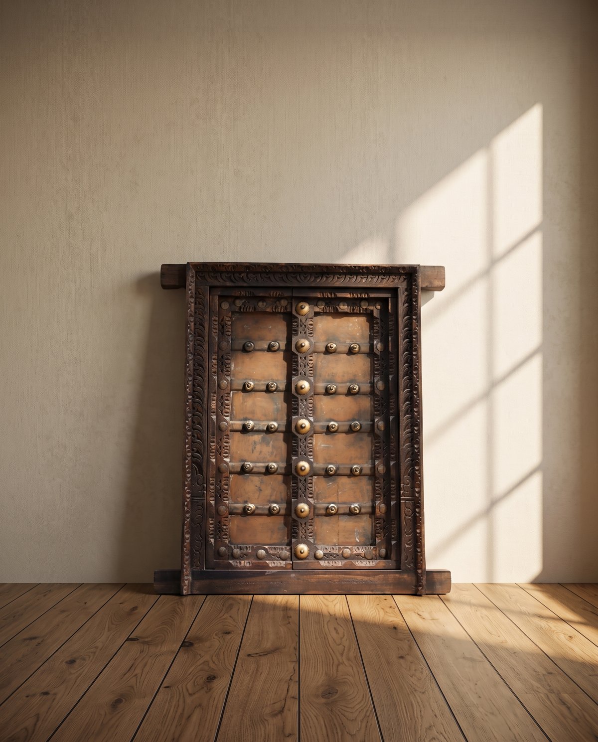 Antique Wall Decor with Embossed Brass Studs