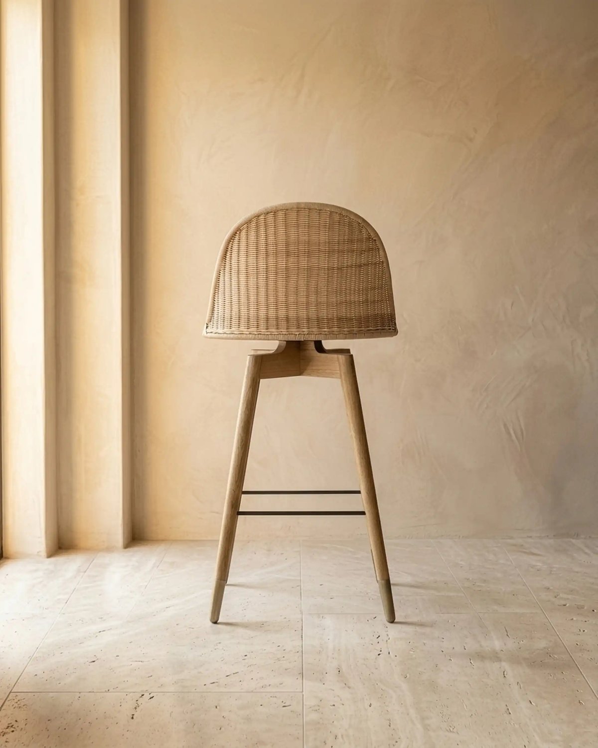 Oka Rattan Swivel Bar Stool