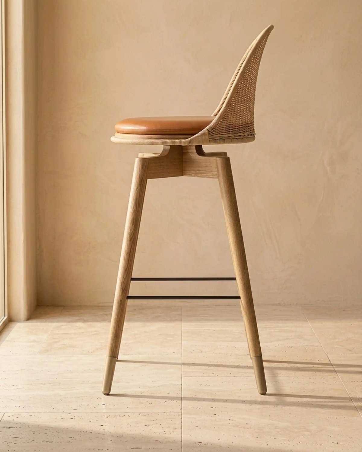 Oka Rattan Swivel Bar Stool