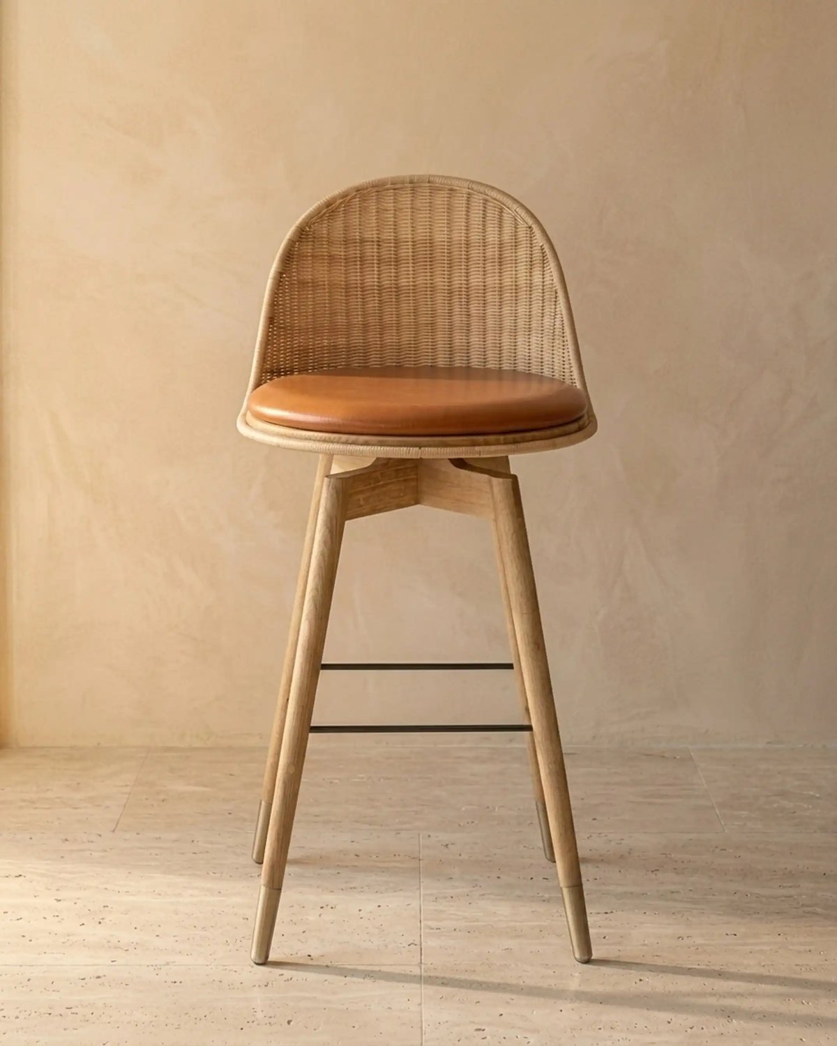 Oka Rattan Swivel Bar Stool