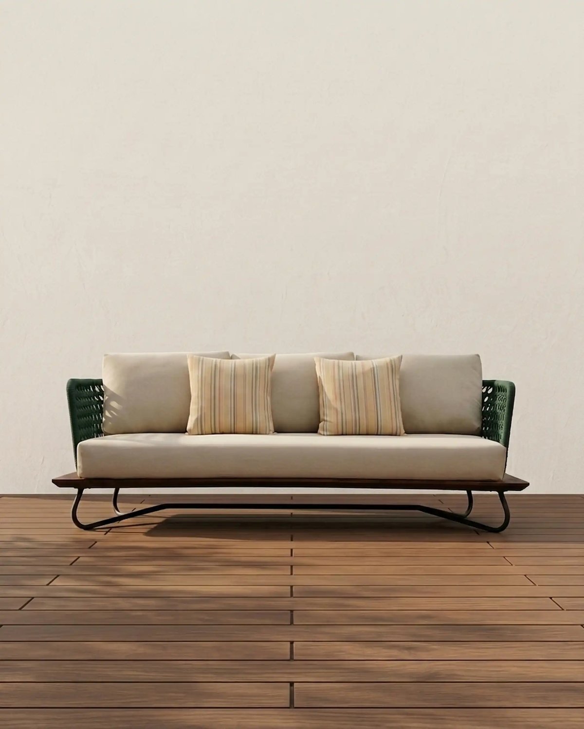 Boulder 3 Seater Sofa Green & Beige