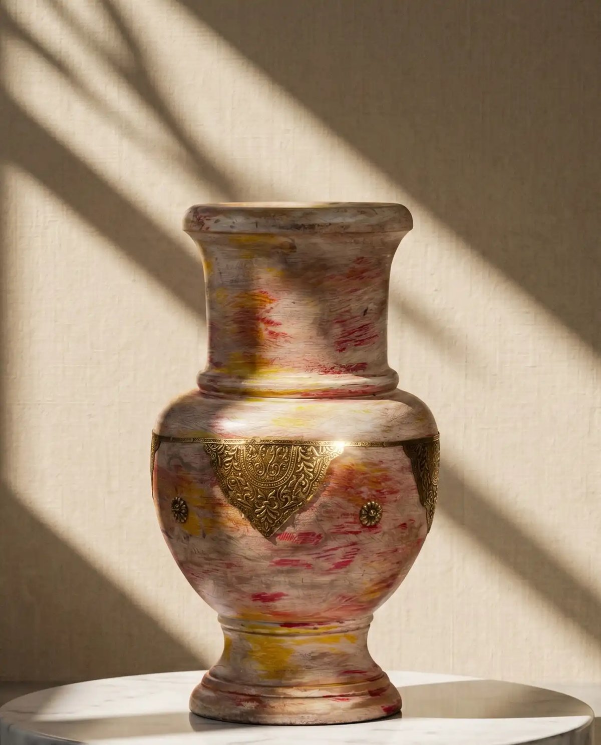 Wooden Pot Distressted Pink