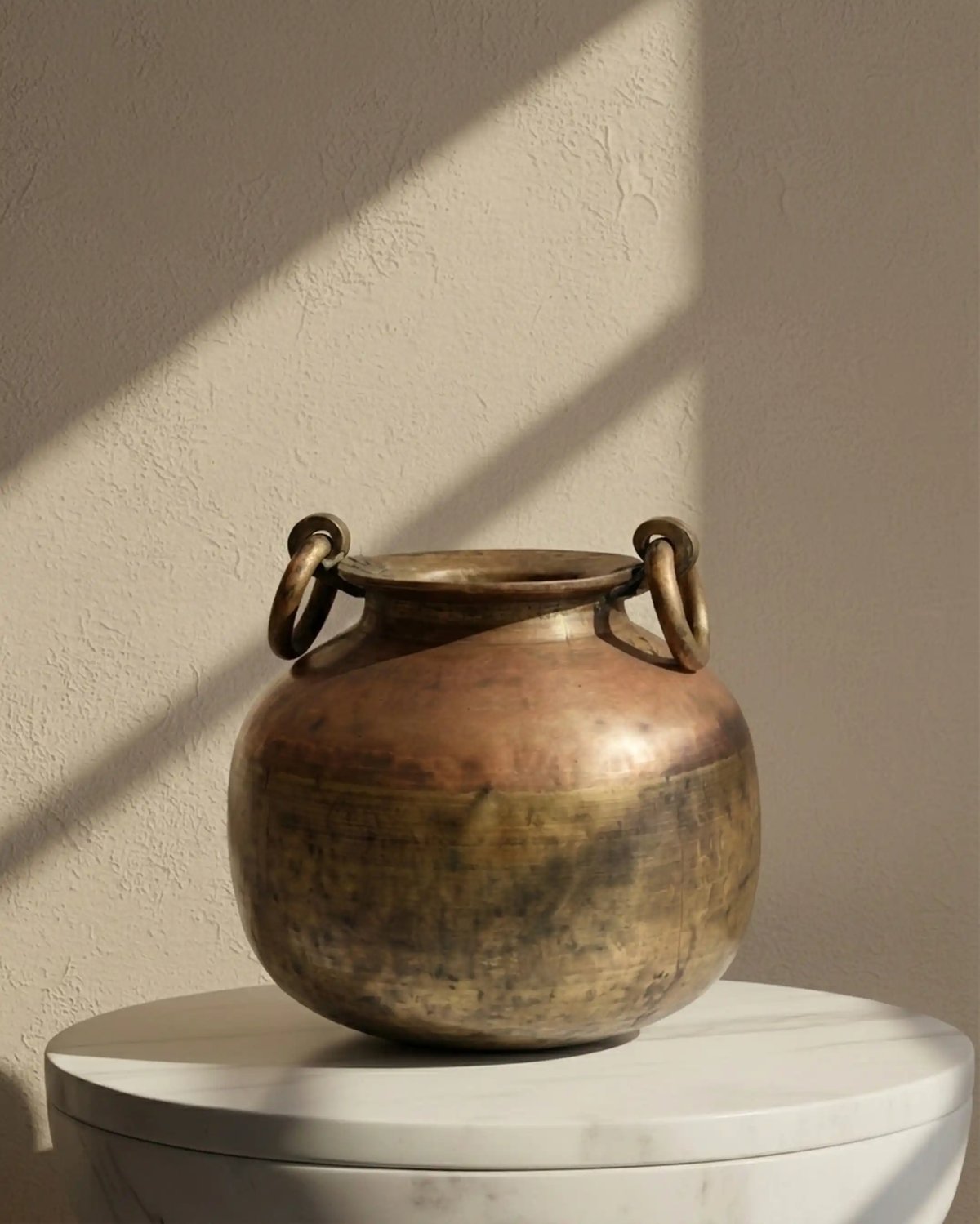 Antique Heavy Copper and Brass Vessel