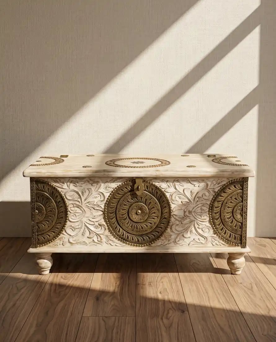Distressed White Pitara Treasure Box