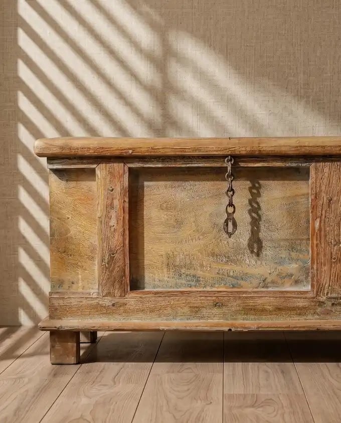 Antique Style Carved Wooden Sandok Chest