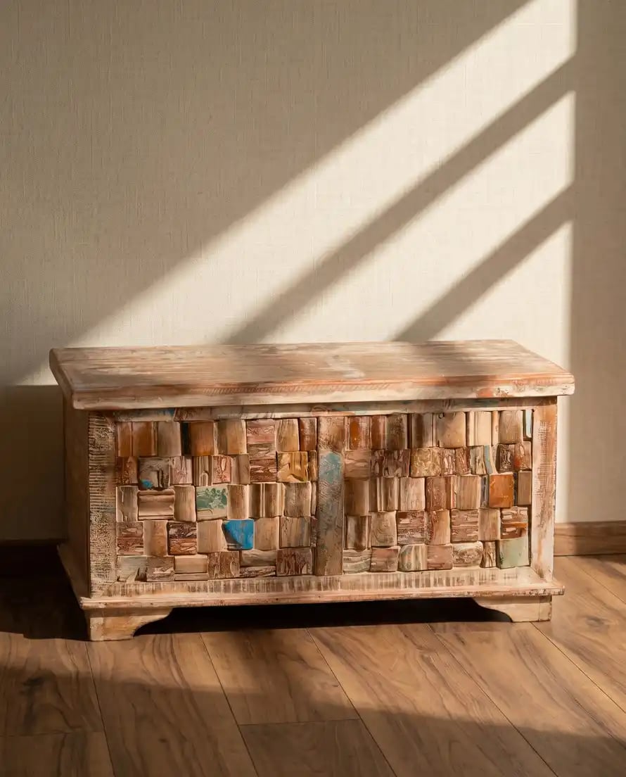 Reclaimed Wood Mosaic Treasure Box - Pitara