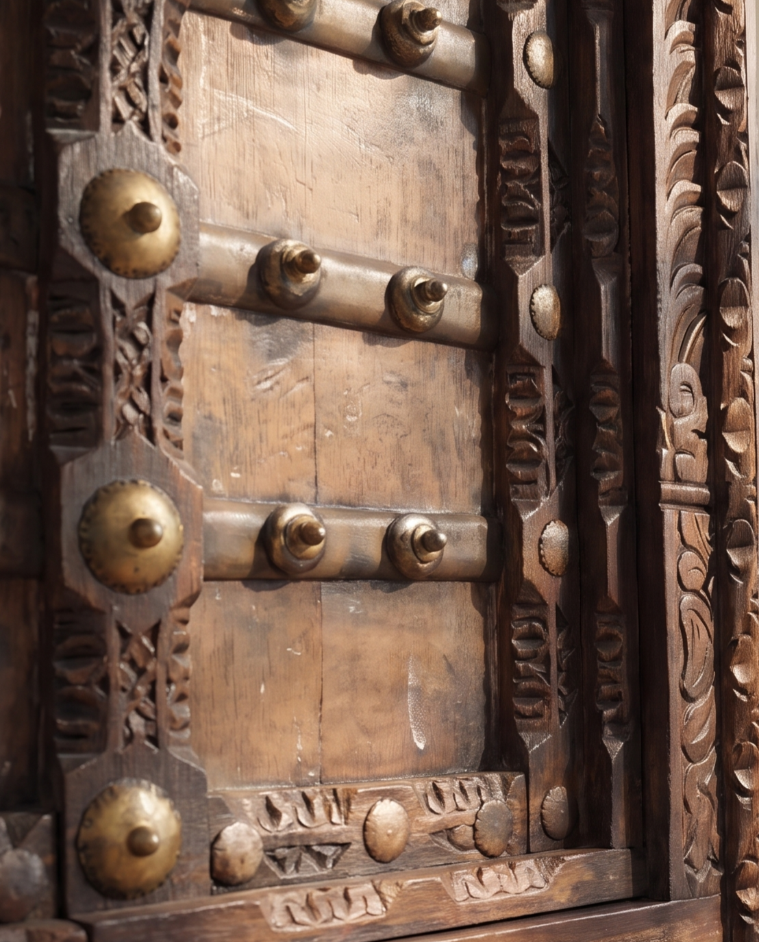 Antique Wall Decor with Embossed Brass Studs