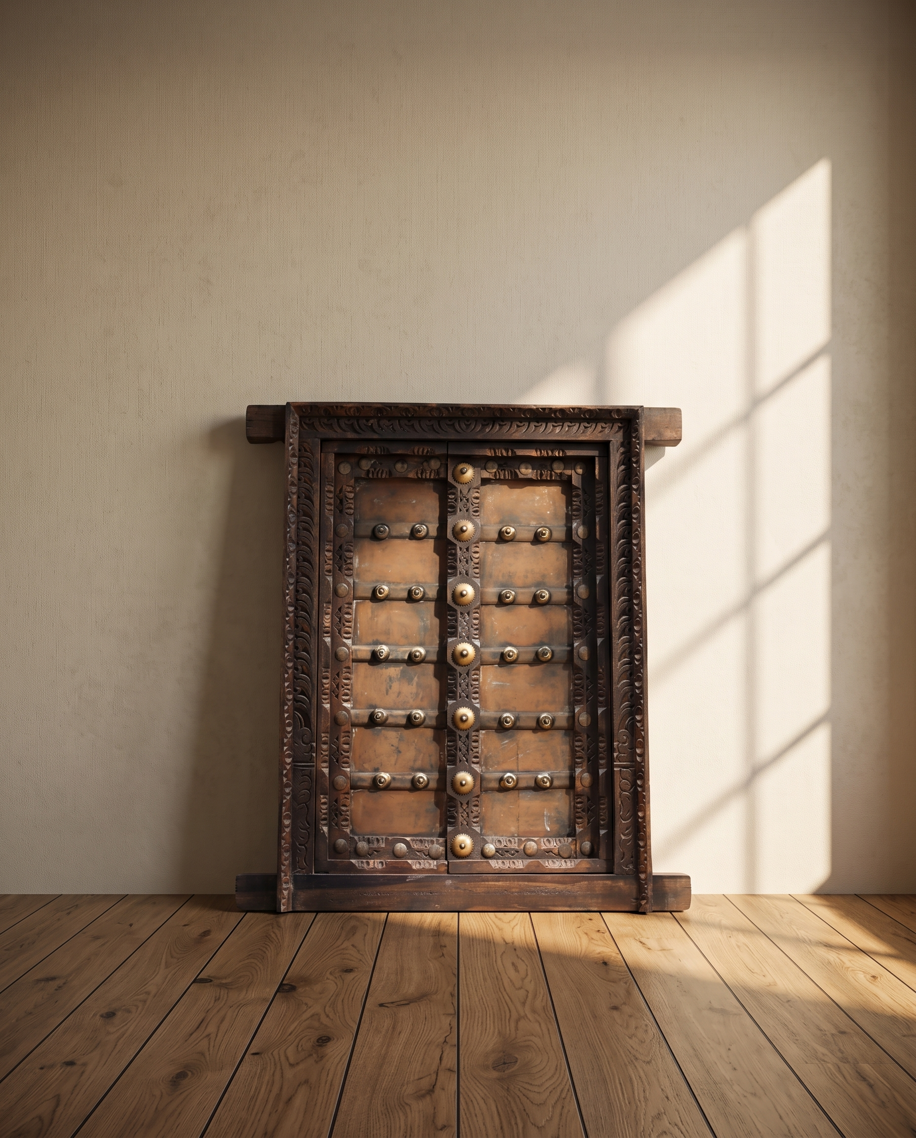 Antique Wall Decor with Embossed Brass Studs