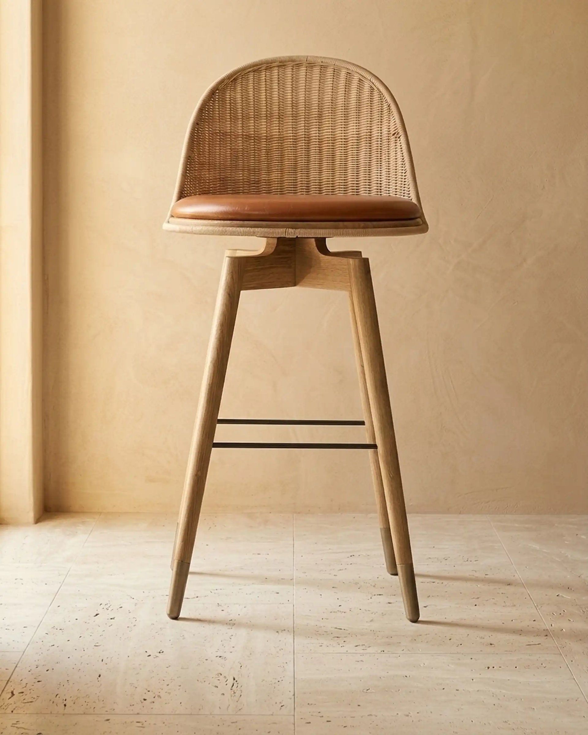 Oka Rattan Swivel Bar Stool