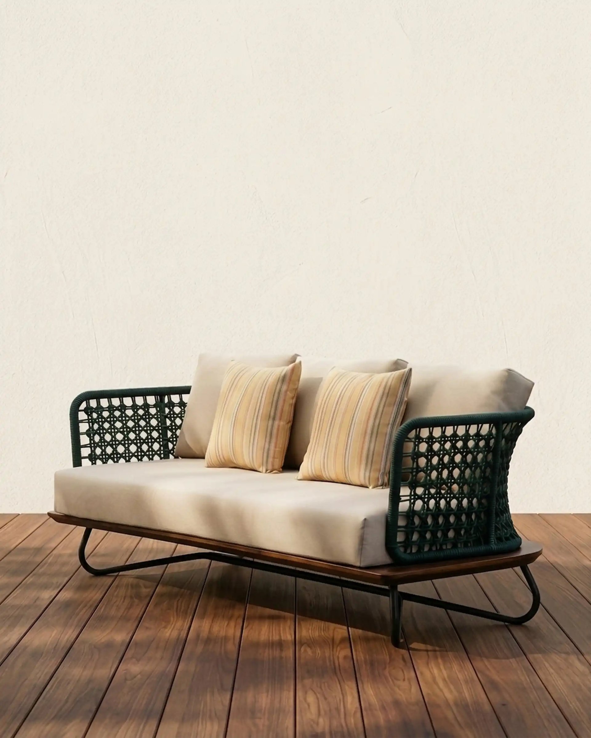 Boulder 3 Seater Sofa Green & Beige
