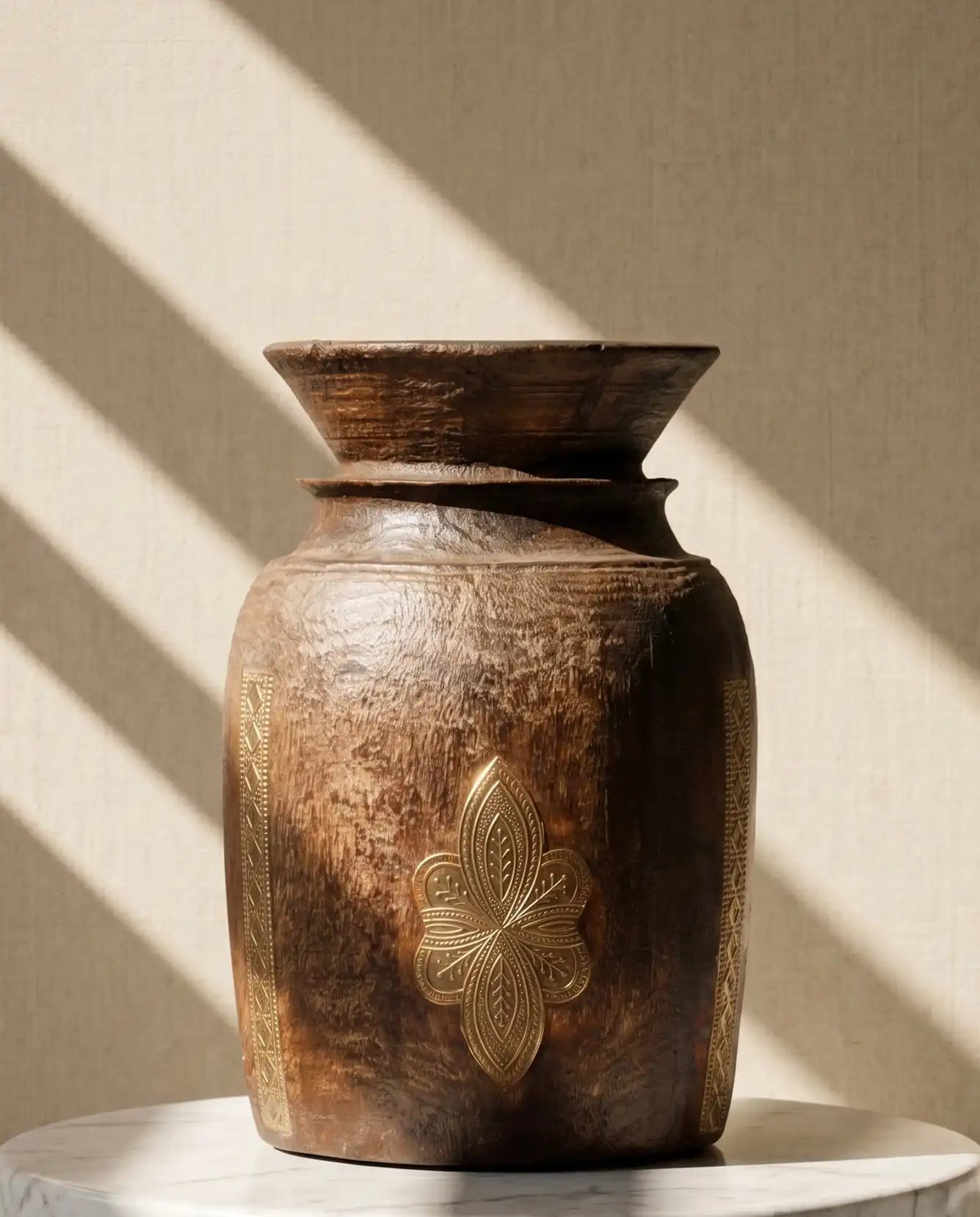 Vintage Handcrafted Himachali Wooden Pot