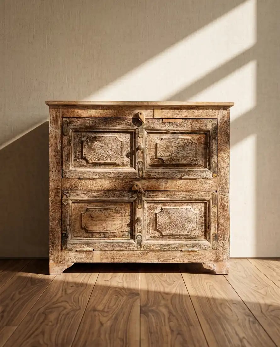 Rustic Black and Brown Wood Dresser with Drawers