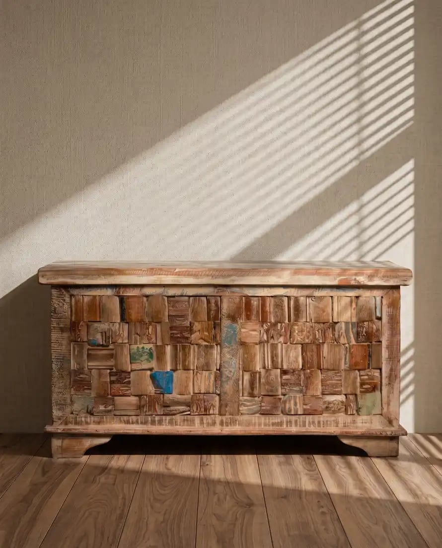 Reclaimed Wood Mosaic Treasure Box - Pitara
