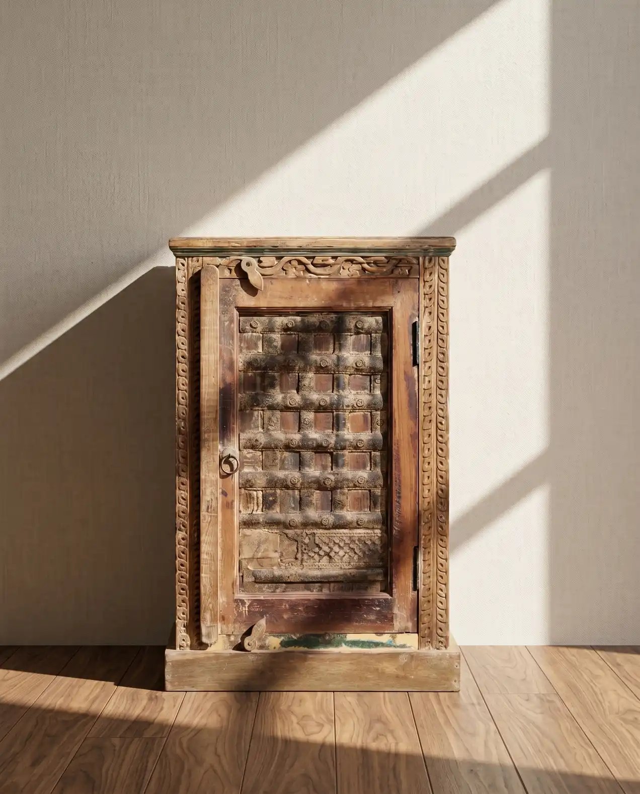 Reclaimed Wood Rustic Bed Side Cabinet