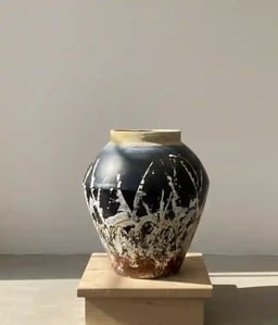 Monochrome Abstract Terracotta Pot view