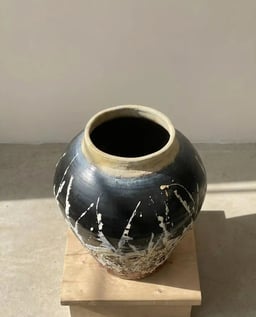 Monochrome Abstract Terracotta Pot view