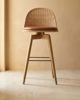 Oka Rattan Swivel Bar Stool view