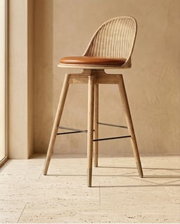 Oka Rattan Swivel Bar Stool view