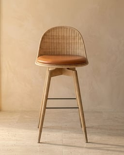 Oka Rattan Swivel Bar Stool view