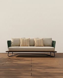 Boulder 3 Seater Sofa Green & Beige view