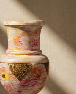 Wooden Pot Distressted Pink view