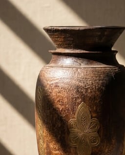 Vintage Handcrafted Himachali Wooden Pot view