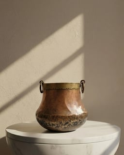 Vintage Copper Pot With Brass Handles view