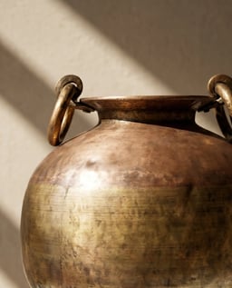 Antique Heavy Copper and Brass Vessel view