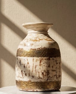 Handcrafted Distressed Blue Wooden Pot with Intricate Brass Detailing view