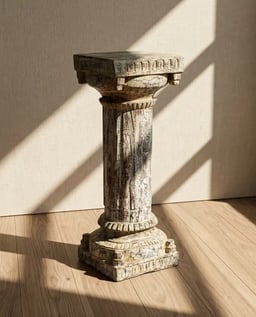 Elegance in Wood - Antique White Carved Side Pillar Stand view