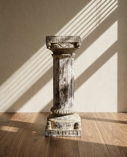 Elegance in Wood - Antique White Carved Side Pillar Stand view