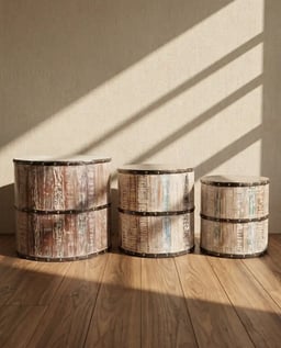 Reclaimed Wood Garden Stools - Set of 3 view