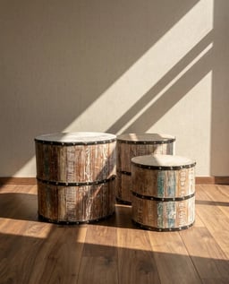 Reclaimed Wood Garden Stools - Set of 3 view
