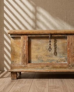 Antique Style Carved Wooden Sandok Chest view