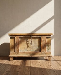 Antique Style Carved Wooden Sandok Chest view