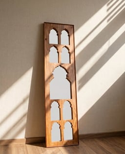 Timeless Wooden Mirror Frame with Nine Jharokha view