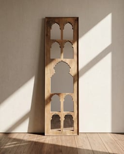 Timeless Wooden Mirror Frame with Nine Jharokha view