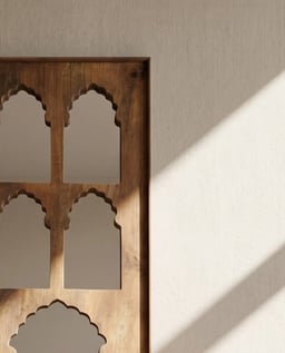 Timeless Wooden Mirror Frame with Nine Jharokha view