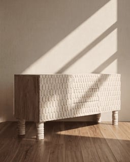 Ivory Carved Texture TV Console view