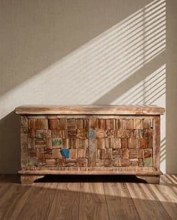 Reclaimed Wood Mosaic Treasure Box - Pitara view