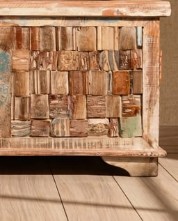 Reclaimed Wood Mosaic Treasure Box - Pitara view