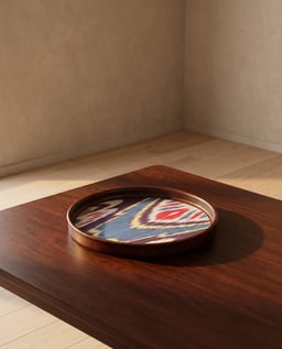 Round Teak Tray Ikat view