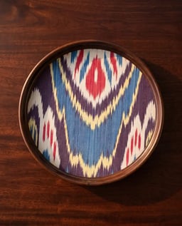 Round Teak Tray Ikat view