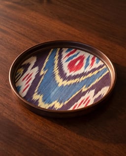 Round Teak Tray Ikat view